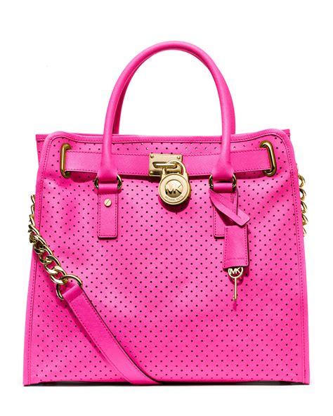 michael kors large hamilton pink studded tote purse|Michael Kors large saffiano tote.